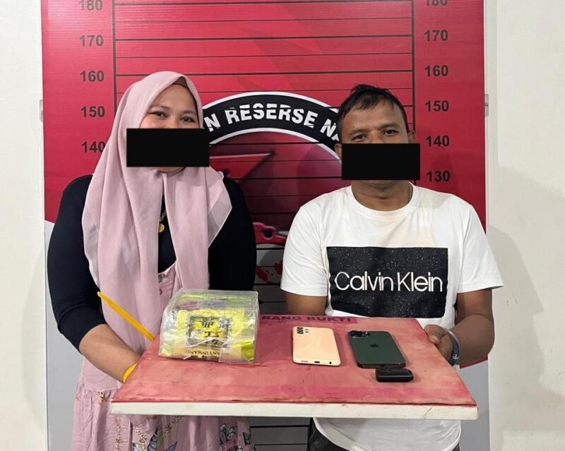 Dua tersangka pengedar Sabu yang diringkus Polres Aceh Utara.  