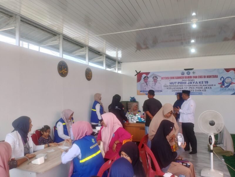 Suasana Cek Kesehatan Gratis (CKG) di Huntara Pidie Jaya, Rabu, 10 Juni 2026. Foto : Ist